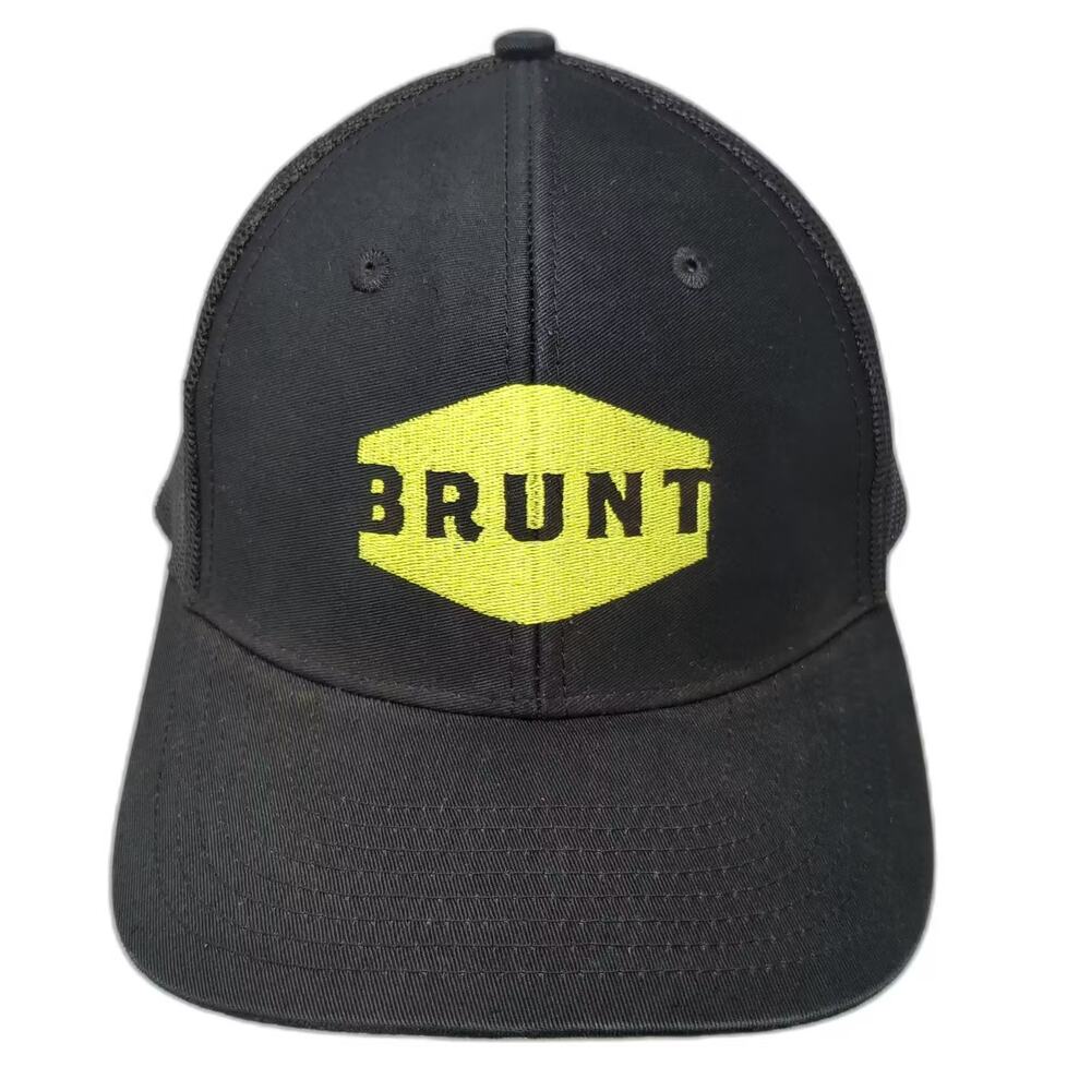 Brunt Trucker Hat Black Yellow OS Embroidered Logo Snapback Adjustable Mesh Back